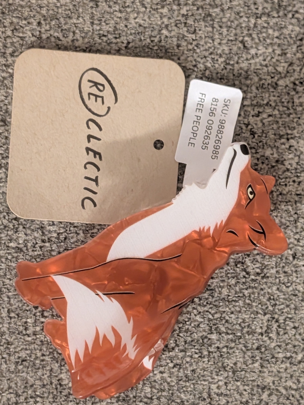 Free People Small Fox Hair Clip - Orange and White For Women Or Kids